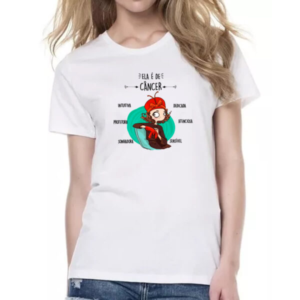 Camiseta Baby Look Ela e de Cancer - Imagem 2