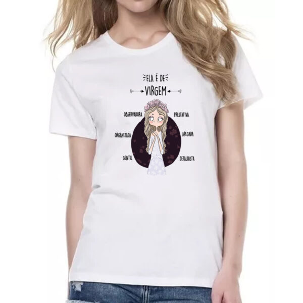 Camiseta Baby Look Ela e de Virgem - Imagem 2
