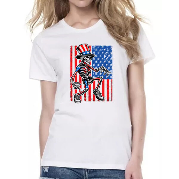 Camiseta Baby Look Esqueleto Estados Unidos Vintage - Imagem 2