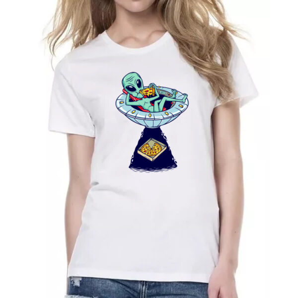 Camiseta Baby Look ET roubando pizza - Imagem 2