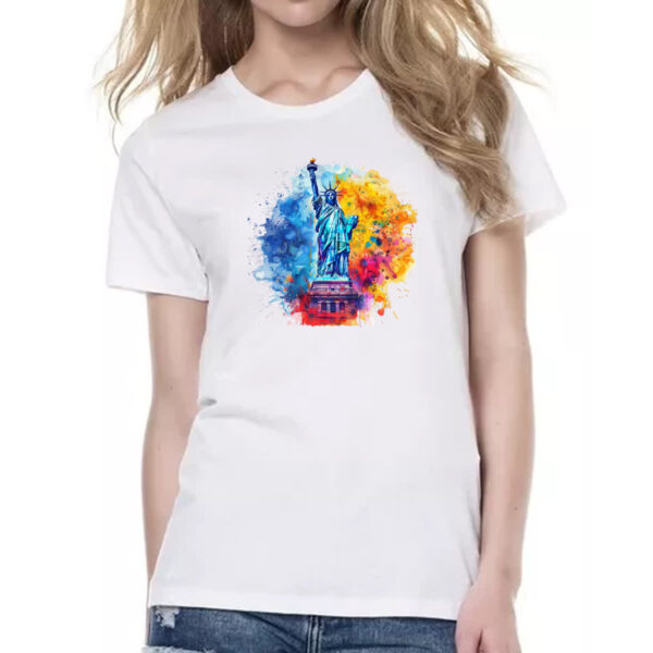 Camiseta Baby Look Estatua liberdade watercolor - Imagem 2