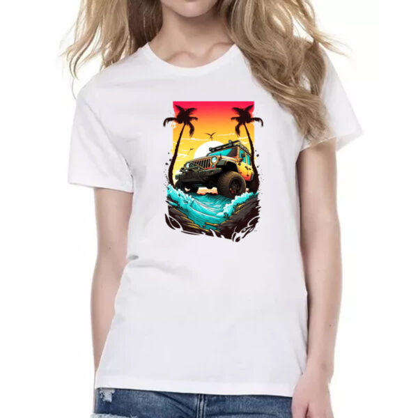 Camiseta Baby Look Jeep off road sunset art - Imagem 2