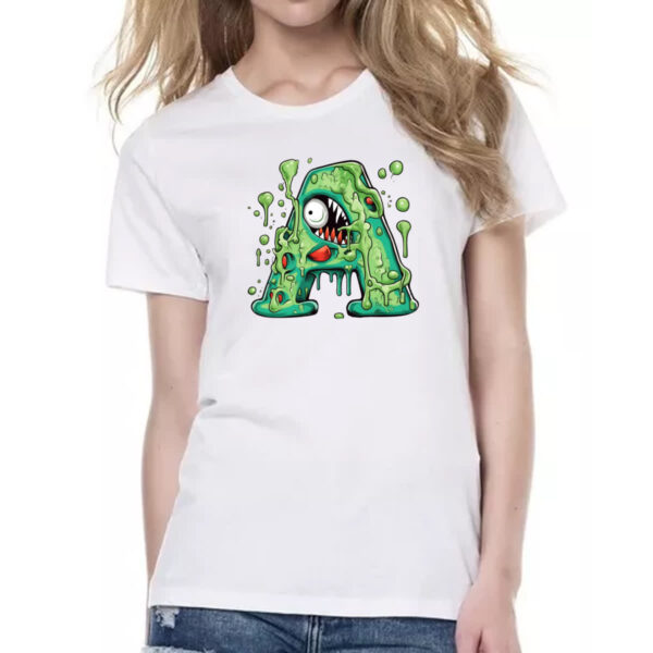Camiseta Baby Look Zumbi Alfabeto Letra A - Imagem 2