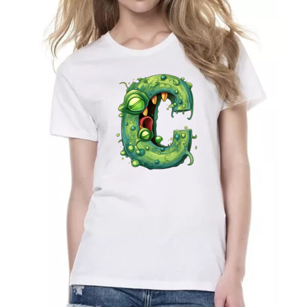 Camiseta Baby Look Zumbi Alfabeto Letra C - Imagem 2