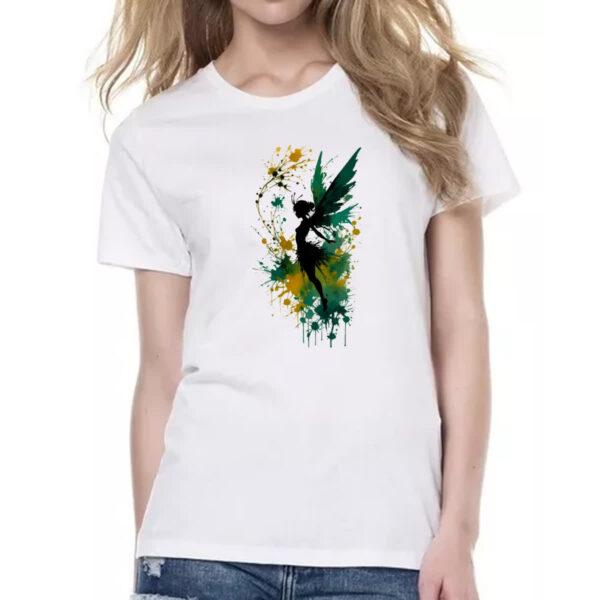 Camiseta Baby Look Fada da floresta silhueta splash - Imagem 2