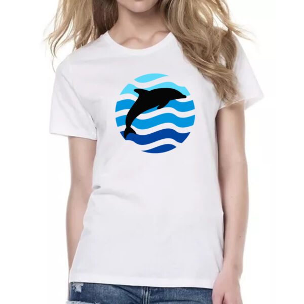 Camiseta Baby Look Animais marinhos Golfinho silhueta sunset - Imagem 2