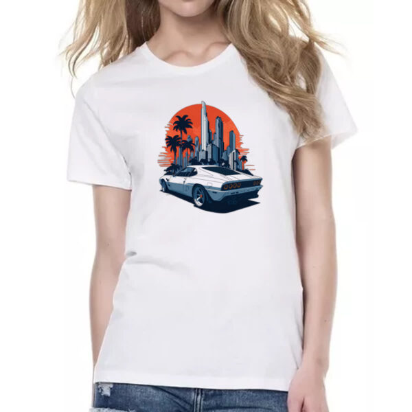 Camiseta Baby Look Ferrari Branca Sunset - Imagem 2