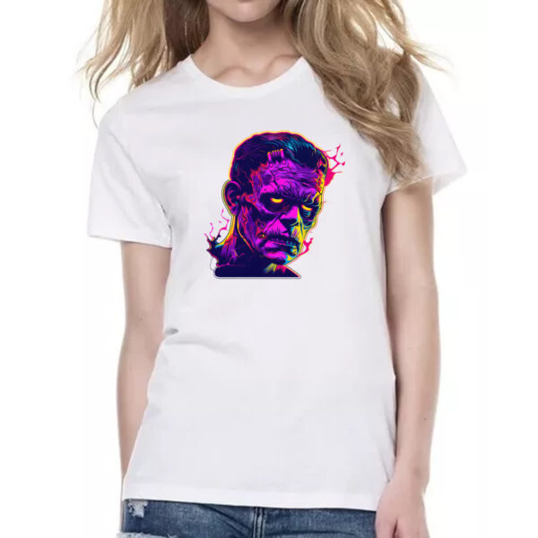 Camiseta Baby Look Frankstein Neon Art Face - Imagem 2