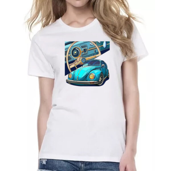 Camiseta Baby Look Fusca classico e painel - Imagem 2