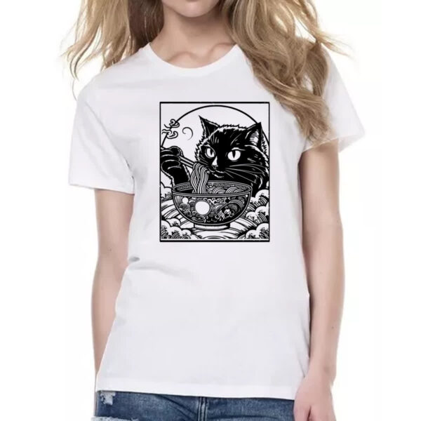 Camiseta Baby Look Gato comendo lamen - Imagem 2