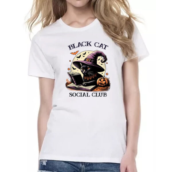Camiseta Baby Look Gato Preto clube social - Imagem 2