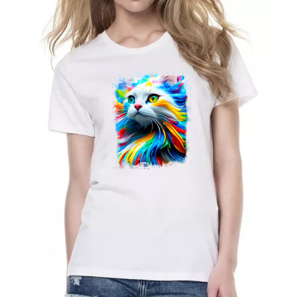 Camiseta Baby Look Gato Splash Art Color - Imagem 2