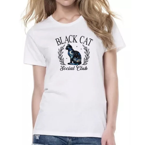 Camiseta Baby Look Gato preto noite social club - Imagem 2