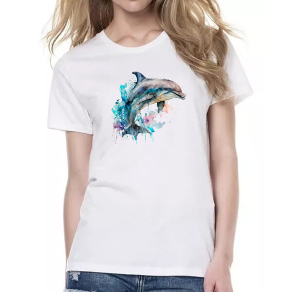 Camiseta Baby Look Golphinho aquarela 01 - Imagem 2