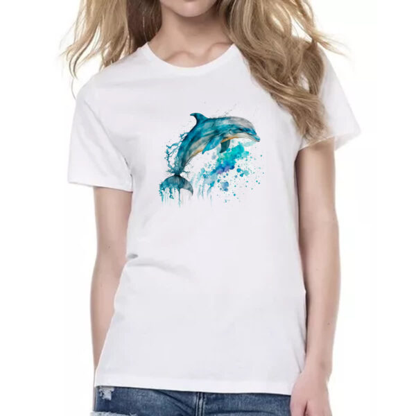 Camiseta Baby Look Golphinho aquarela 02 - Imagem 2