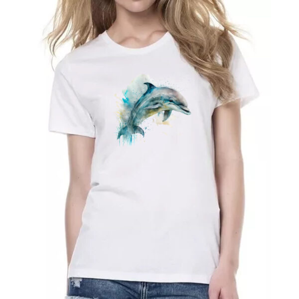 Camiseta Baby Look Golphinho aquarela 04 - Imagem 2