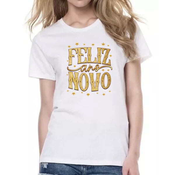 Camiseta Baby Look Ano Novo Feliz Estrelas - Imagem 2