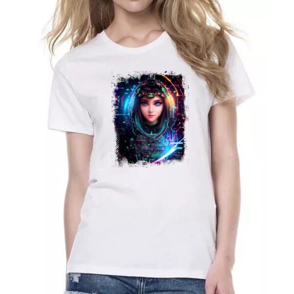 Camiseta Baby Look Inteligengia Artificial Mulher Holografica - Imagem 2