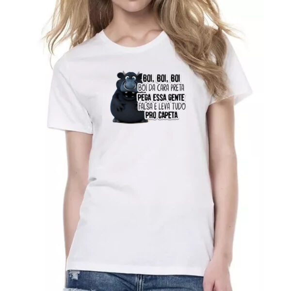 Camiseta Baby Look Ironico Boi da cara preta pega gente falsa - Imagem 2