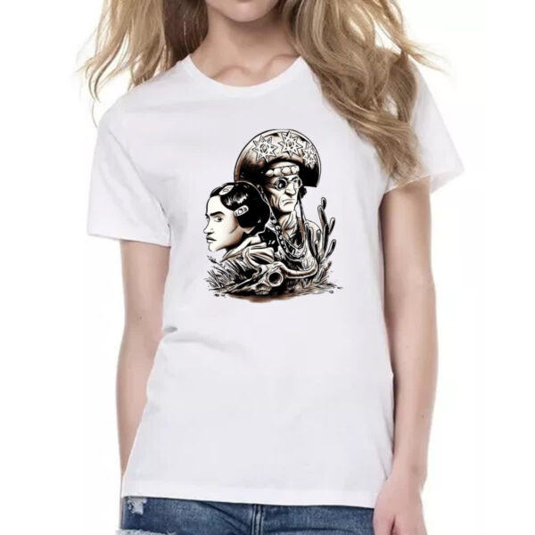 Camiseta Baby Look Lampiao e Maria Bonita Desenho Grafite - Imagem 2
