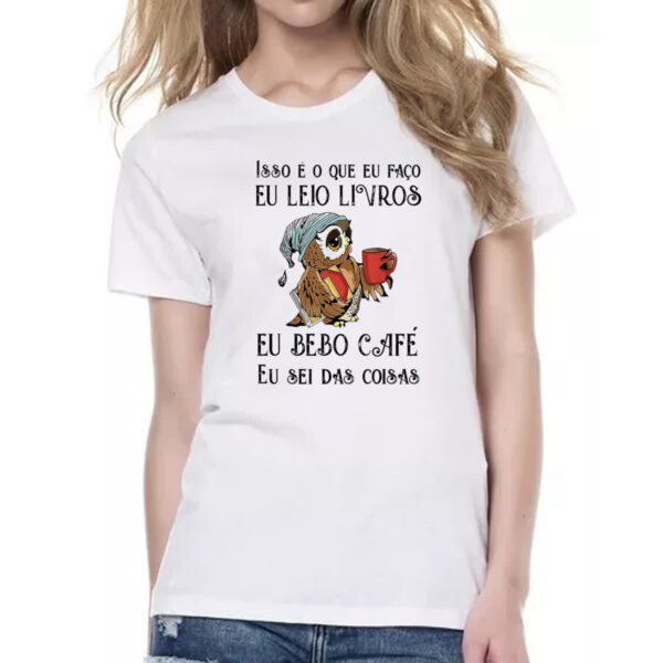 Camiseta Baby Look Leio bebo cafe sei das coisas - Imagem 2