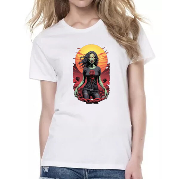 Camiseta Baby Look Mulher Zumbi Sunset Art - Imagem 2