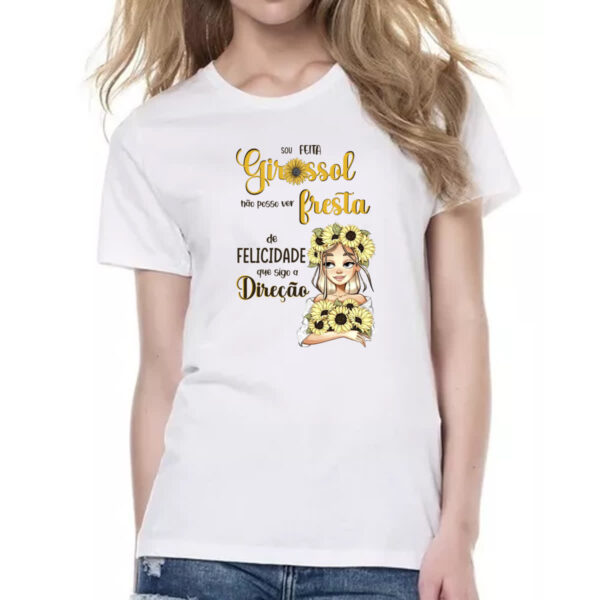 Camiseta Baby Look Mulher feita girassol felicidade - Imagem 2