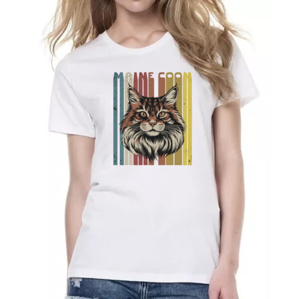 Camiseta Baby Look Maine Coon retro vintage - Imagem 2