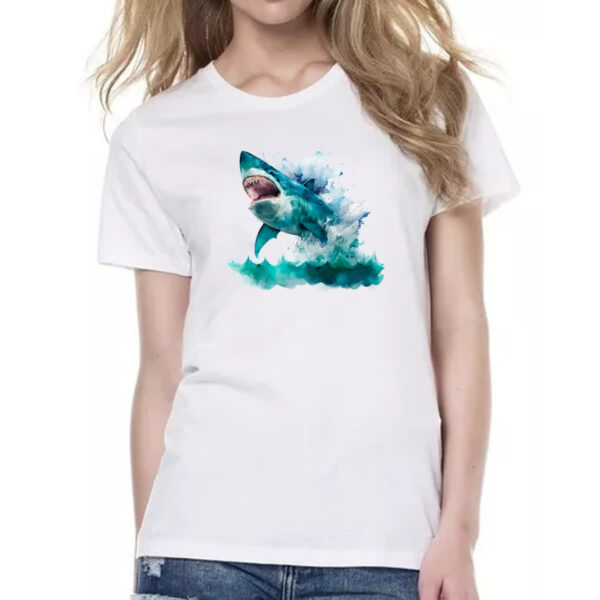 Camiseta Baby Look Megalodonte aquarela 1 - Imagem 2