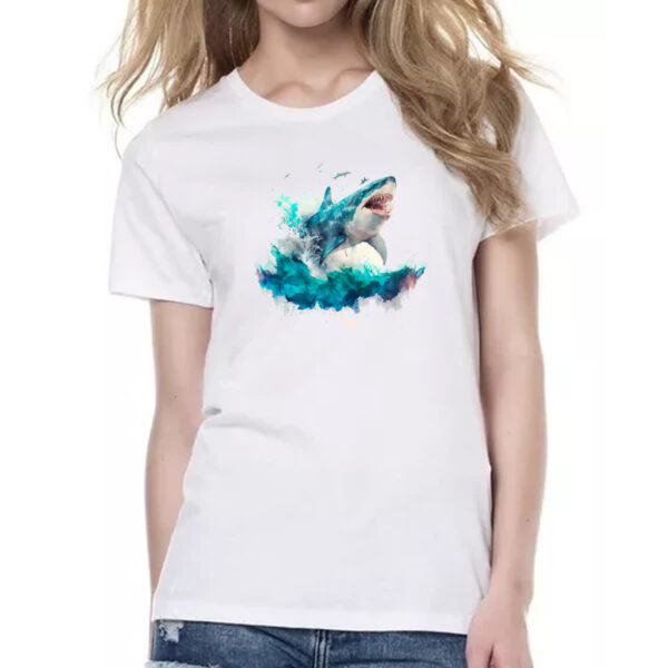 Camiseta Baby Look Megalodonte aquarela 4 - Imagem 2