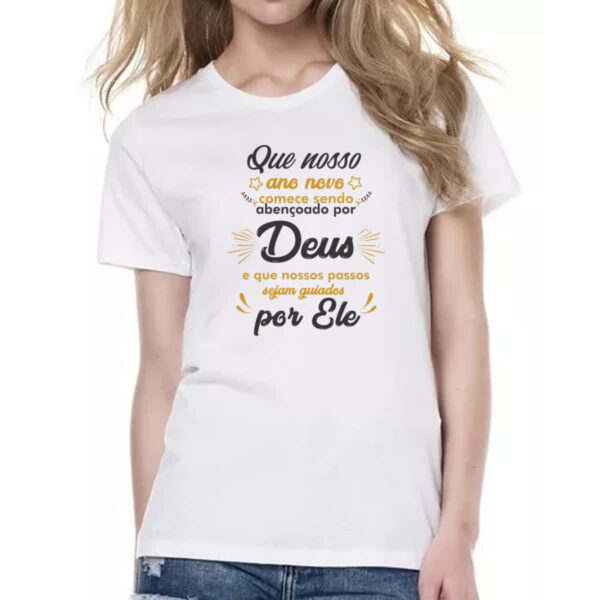 Camiseta Baby Look Ano novo comandado por Deus - Imagem 2