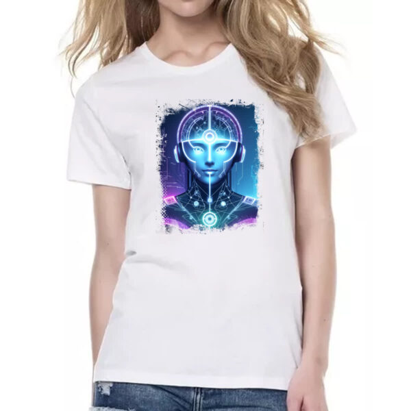 Camiseta Baby Look Mulher Cerebro IA - Imagem 2