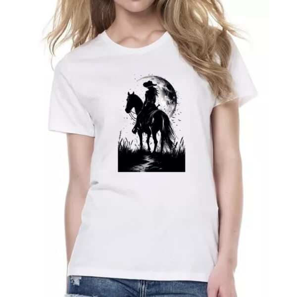 Camiseta Baby Look Mulher cowgirl sunset PB - Imagem 2