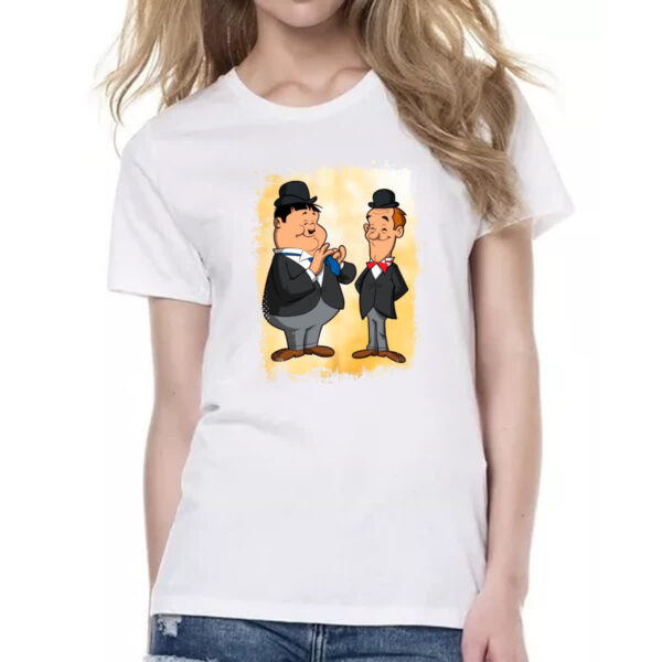 Camiseta Baby Look Nostalgia O Gordo e o Magro Cartoon - Imagem 2
