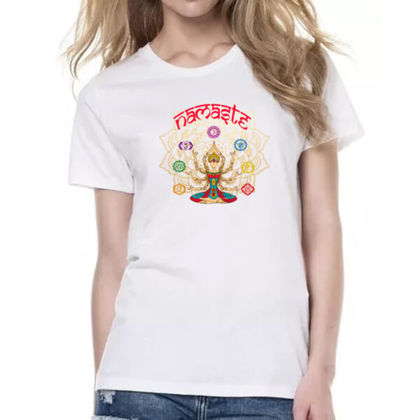 Camiseta Baby Look Namaste Deusa Kali Chakras - Imagem 2