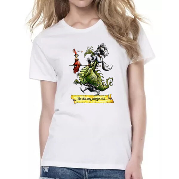 Camiseta Baby Look Um dia meu principe vira - Imagem 2