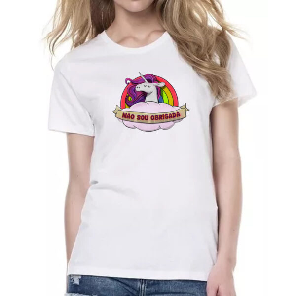 Camiseta Baby Look Unicornio nao sou obrigada - Imagem 2