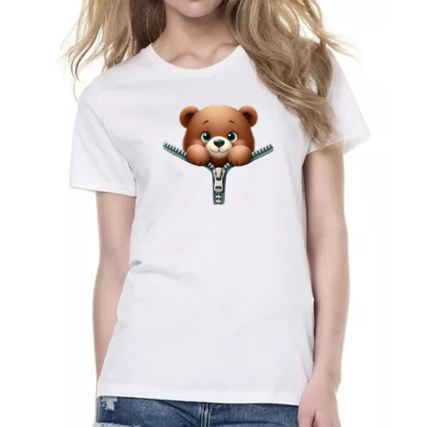Camiseta Baby Look Urso no ziper - Imagem 2