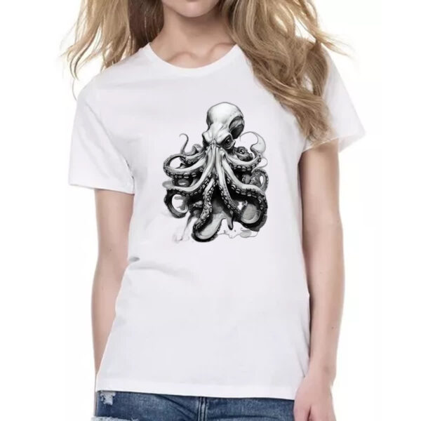 Camiseta Baby Look Octopus desenho tatoo style - Imagem 2