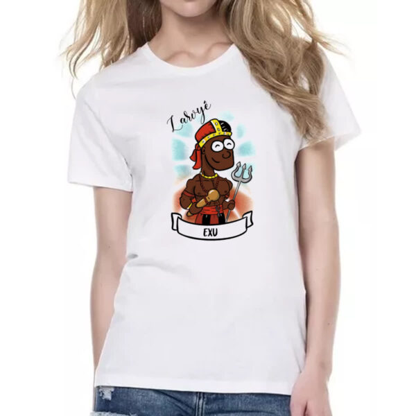 Camiseta Baby Look Orixas Cartoon Exu Laroye - Imagem 2