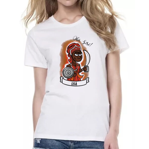 Camiseta Baby Look Orixas Cartoon Oba sire - Imagem 2