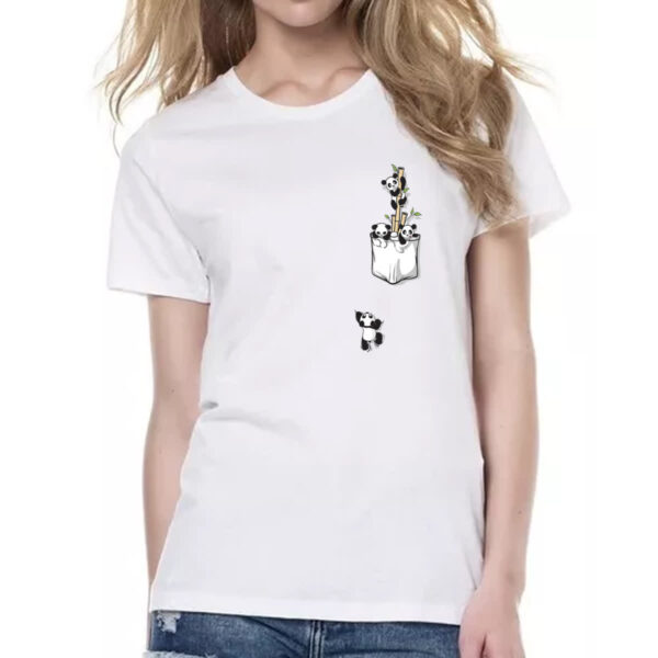 Camiseta Baby Look Panda bambu no bolso - Imagem 2