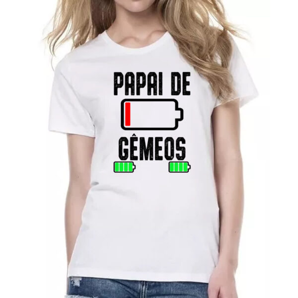 Camiseta Baby Look Papai de gemeos - Imagem 2