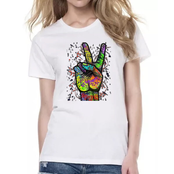 Camiseta Baby Look Paz e amor grafite - Imagem 2