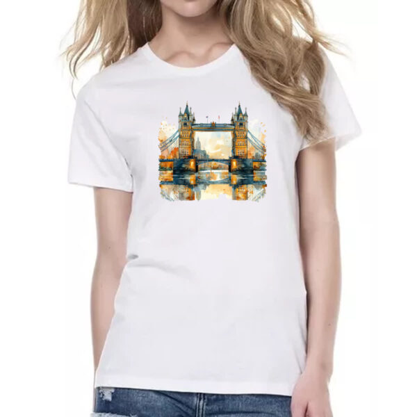 Camiseta Baby Look Ponte de Londres watercolor - Imagem 2