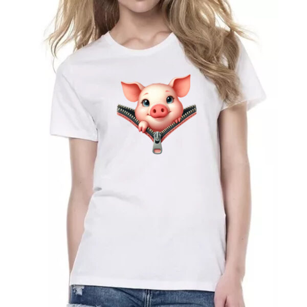 Camiseta Baby Look Porco no ziper - Imagem 2