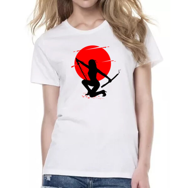 Camiseta Baby Look Samurai girl silhueta - Imagem 2
