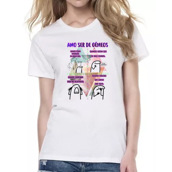 Camiseta Baby Look Signo Amo ser de Gemeos - Imagem 2
