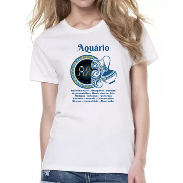 Camiseta Baby Look Signo de Aquario adjetivos - Imagem 2