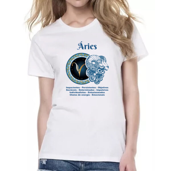 Camiseta Baby Look Signo de Aries adjetivos - Imagem 2